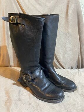 Frye Women's Veronica Slouch Boots in black tumbled full-grain leather